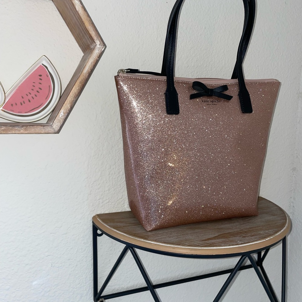 Kate Spade pink glitter shoulder bag and matching wallet